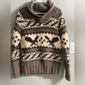 American Eagle Fireside Vintage Shawl  Brown and Cream Sweater